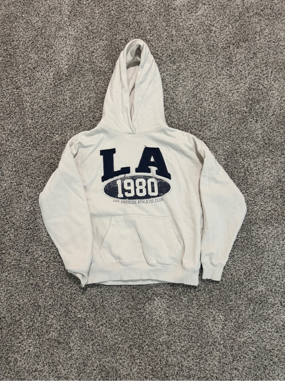 PacSun White Hoodie with Navy LA 1980 Graphic